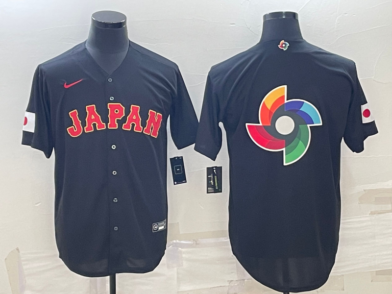 Men's 2023 World Baseball Classic Japan Black Jersey1 baseball jersey product view 1