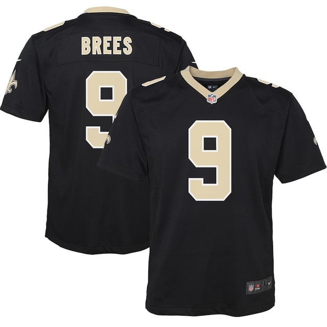Drew Brees 9 New Orleans Saints YOUTH Team Color Game Jersey - Black football jersey product view 1