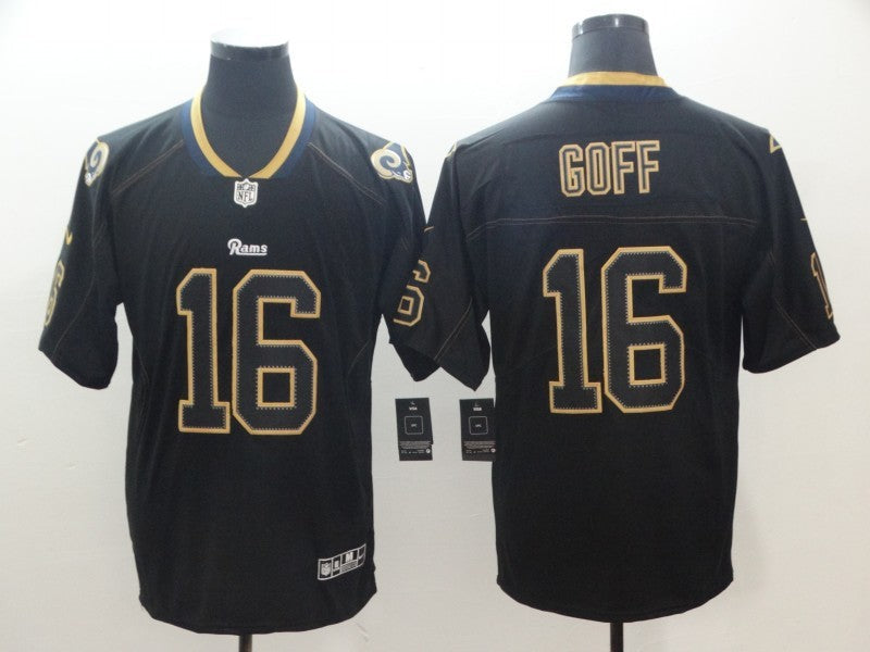 Men's Los Angeles Rams Jared Goff #16 Black Game Jersey1 football jersey product view 1