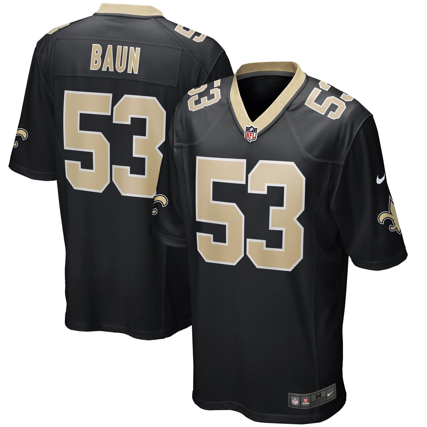 Zack Baun New Orleans Saints Nike Game Jersey - Black football jersey product view 1