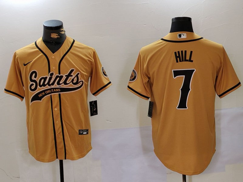 Men's New Orleans Saints Taysom Hill #7 Yellow Game Jersey1 football jersey product view 1
