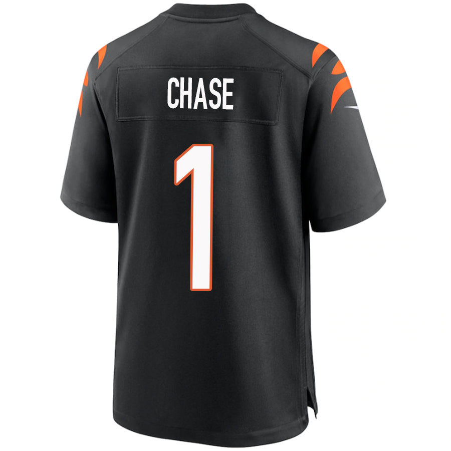 C.Bengals #1 Ja'Marr Chase Black Stitched Player Game Football Jerseys football jersey product view 1