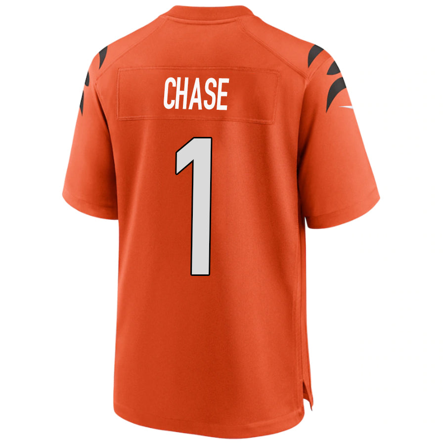 C.Bengals #1 Ja'Marr Chase Orange Player Game Football Jerseys football jersey product view 1