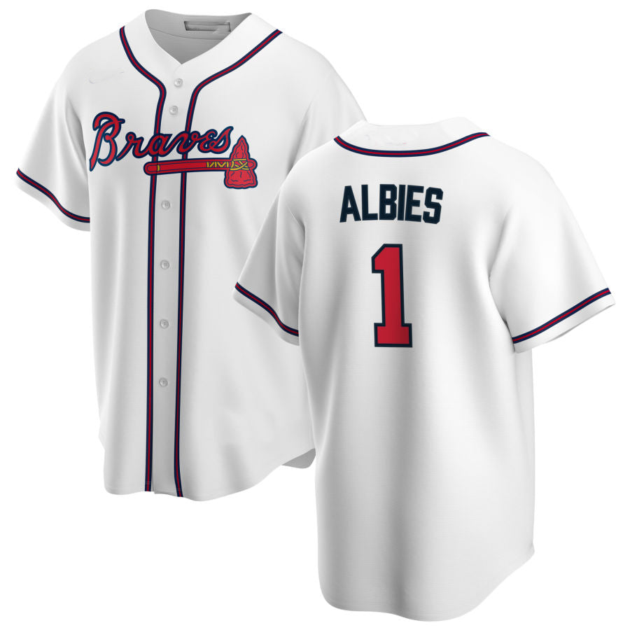 Atlanta Braves #1 Ozzie Albies White Alternate Authentic Player Jersey Stitches Baseball Jerseys baseball jersey product view 1