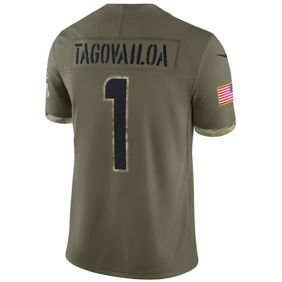 #1 Tua Tagovailoa Player M.Dolphins Olive Salute To Service Limited Football Jerseys football jersey product view 1
