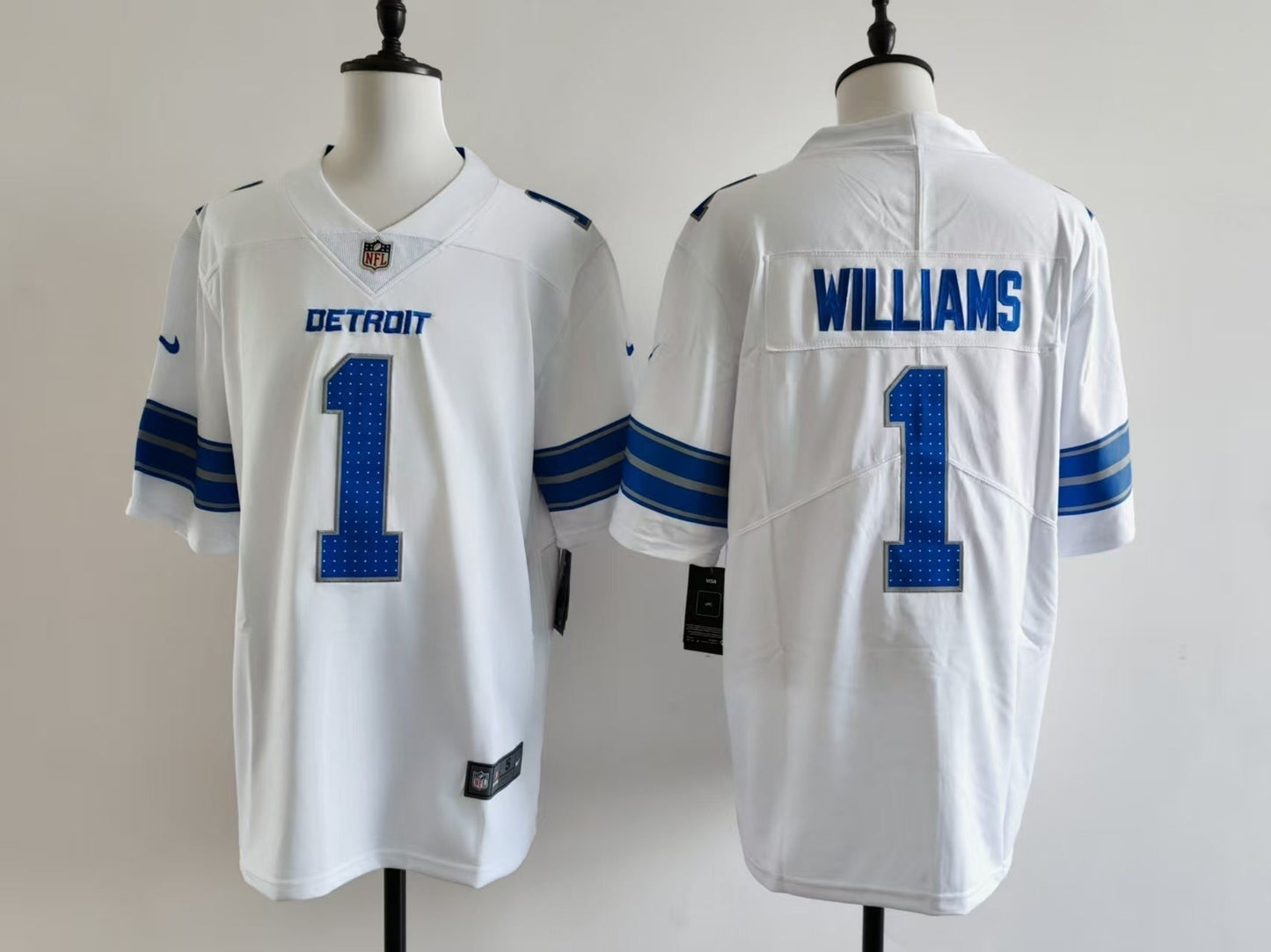 Men's Detroit Lions Jameson Williams Jersey - White#1 football jersey product view 1