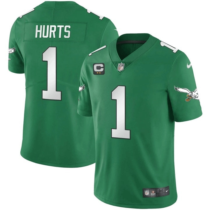 Men's Philadelphia Eagles Jalen Hurts Nike Jersey-Two-star captain's patch football jersey product view 1