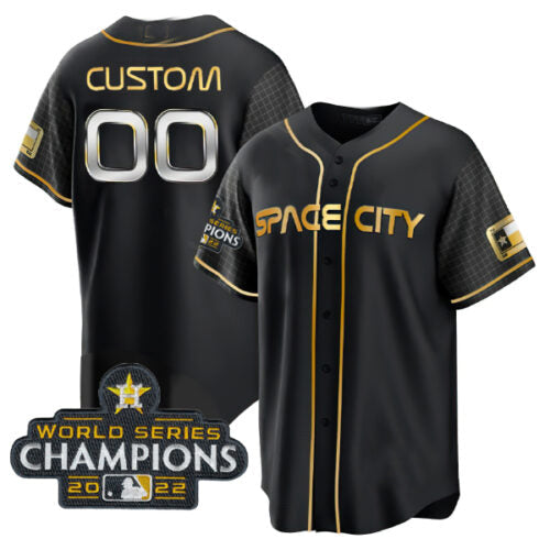Custom Astros Active Player Custom Black Gold 2022 World Series Stitched Baseball Jersey Stitched Baseball Jerseys baseball jersey product view 1