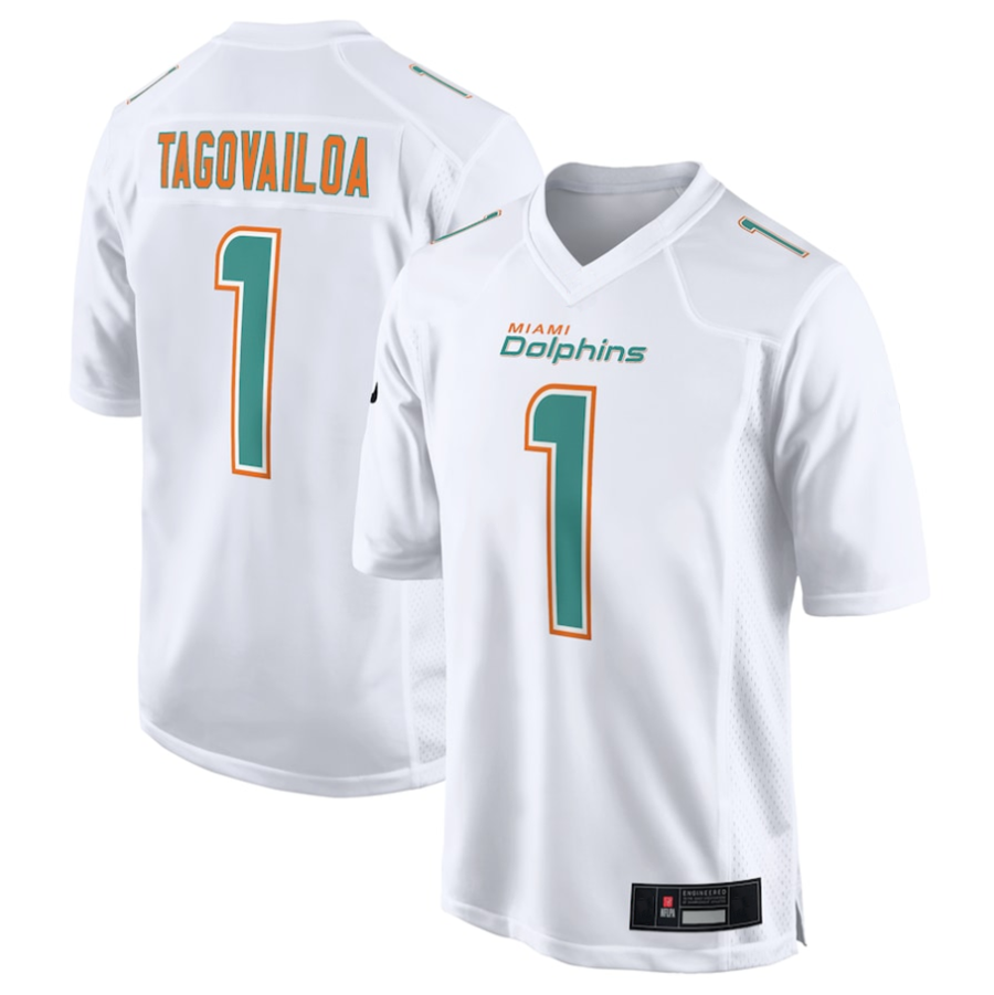 #1 Tua Tagovailoa Player M.Dolphins White Fashion Game Football Jerseys football jersey product view 1