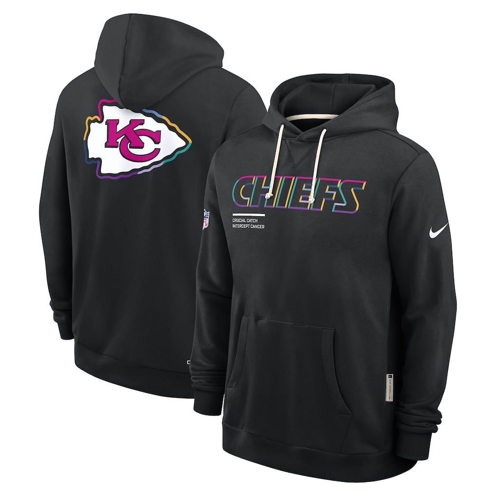 Men's Kansas City Chiefs Nike Black 2025 NFL Crucial Catch Sideline Standard Issue Dri-FIT Hoodie football jersey product view 1