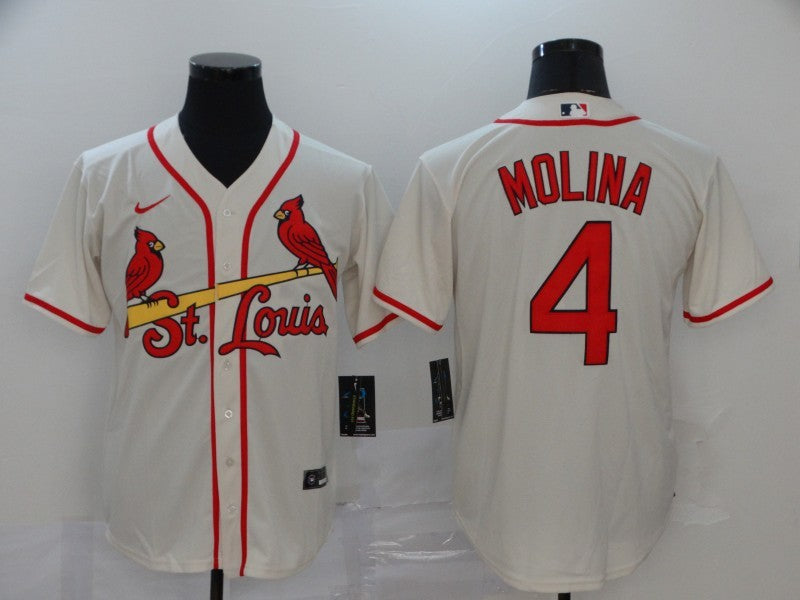 Men's St. Louis Cardinals Yadier Molina Majestic Cream Alternate Jersey Beige baseball jersey product view 1