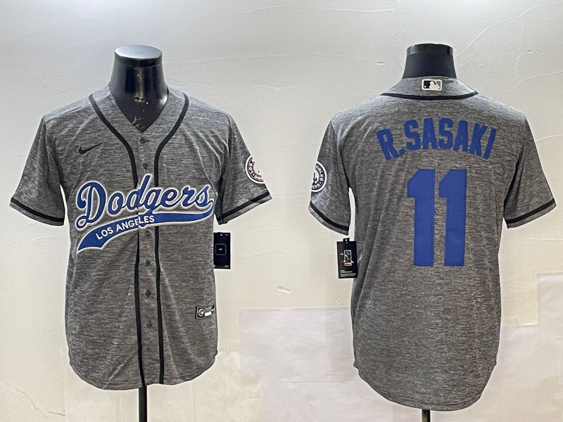 Men's Los Angeles Dodgers Roki Sasaki #11 Gray Game Jersey1 baseball jersey product view 1