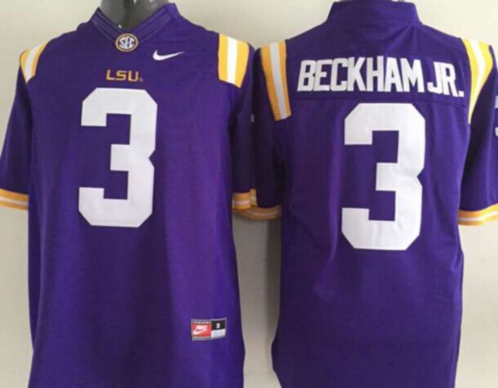 Men's LSU Tigers Odell Beckham #3 Purple Player Game Jersey sports jersey product view 1