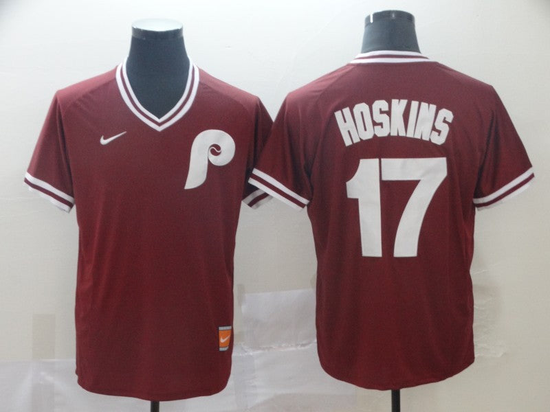 Men's Philadelphia Phillies Rhys Hoskins #17 Red Stitched Jersey1 baseball jersey product view 1