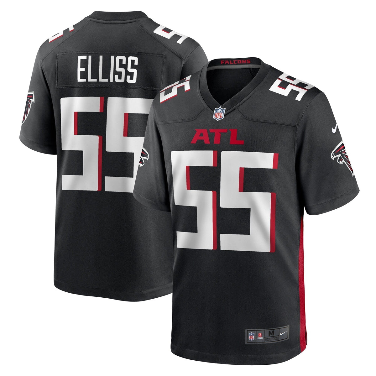 Kaden Elliss Atlanta Falcons Nike Game Jersey - Black football jersey product view 1
