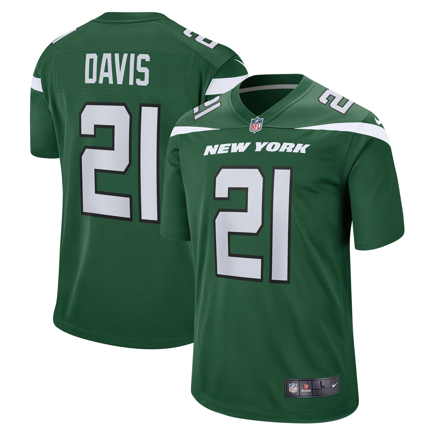 Ashtyn Davis New York Jets Nike Game Jersey - Gotham Green football jersey product view 1