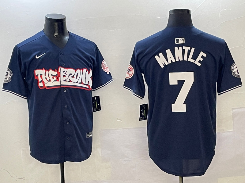 Men's New York Yankees Mickey Mantle Navy Limited Player Jersey1 baseball jersey product view 1