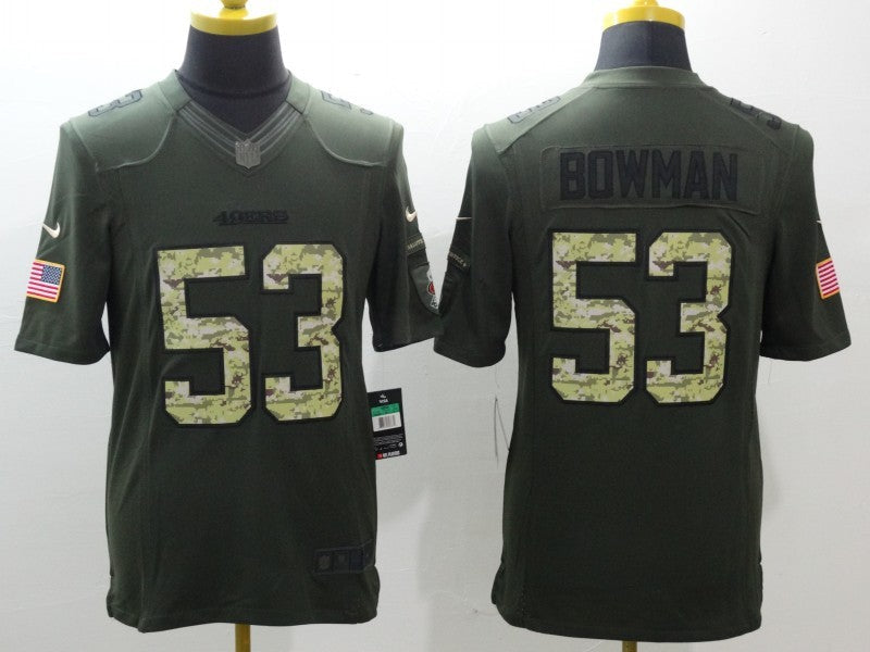 Men's San Francisco 49ers Navoro Bowman #53 Army Green Game Jersey1 football jersey product view 1