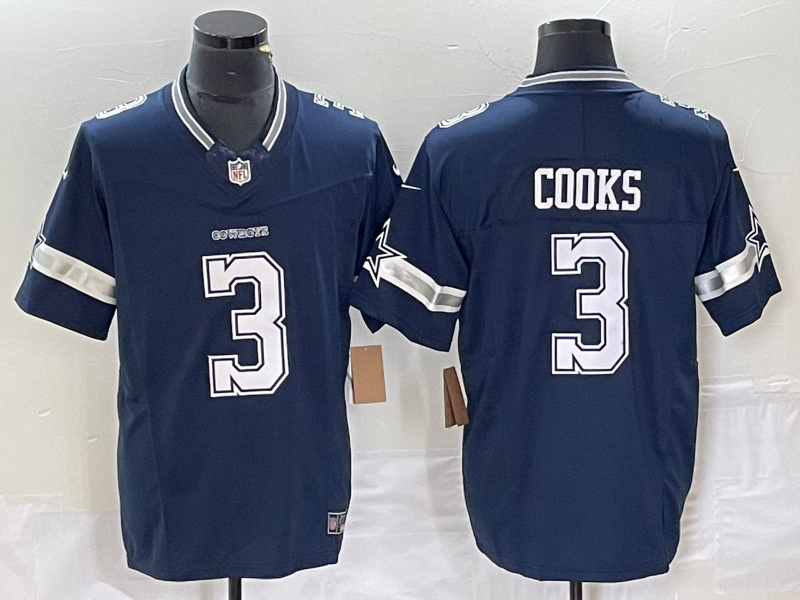 Men's Dallas Cowboys Brandin Cooks #3 Navy Game Jersey1 football jersey product view 1