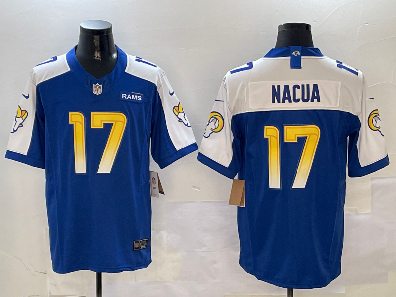Men's Los Angeles Rams Puka Nacua #17 Royal Vapor F.U.S.E. Limited Jersey1 football jersey product view 1