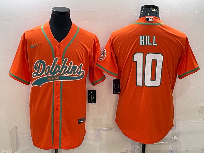Men's Miami Dolphins Tyreek Hill #10 Orange Game Jersey1 Joint Edition football jersey product view 1