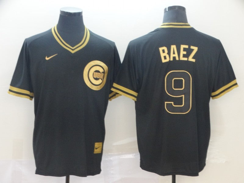 Men's Chicago Cubs Javier Baez #9 Black Replica Player Jersey1 baseball jersey product view 1
