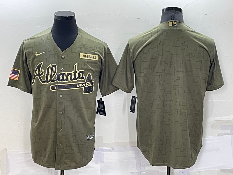 Men's Atlanta Braves Olive Salute To Service Limited Blank Jersey1 baseball jersey product view 1