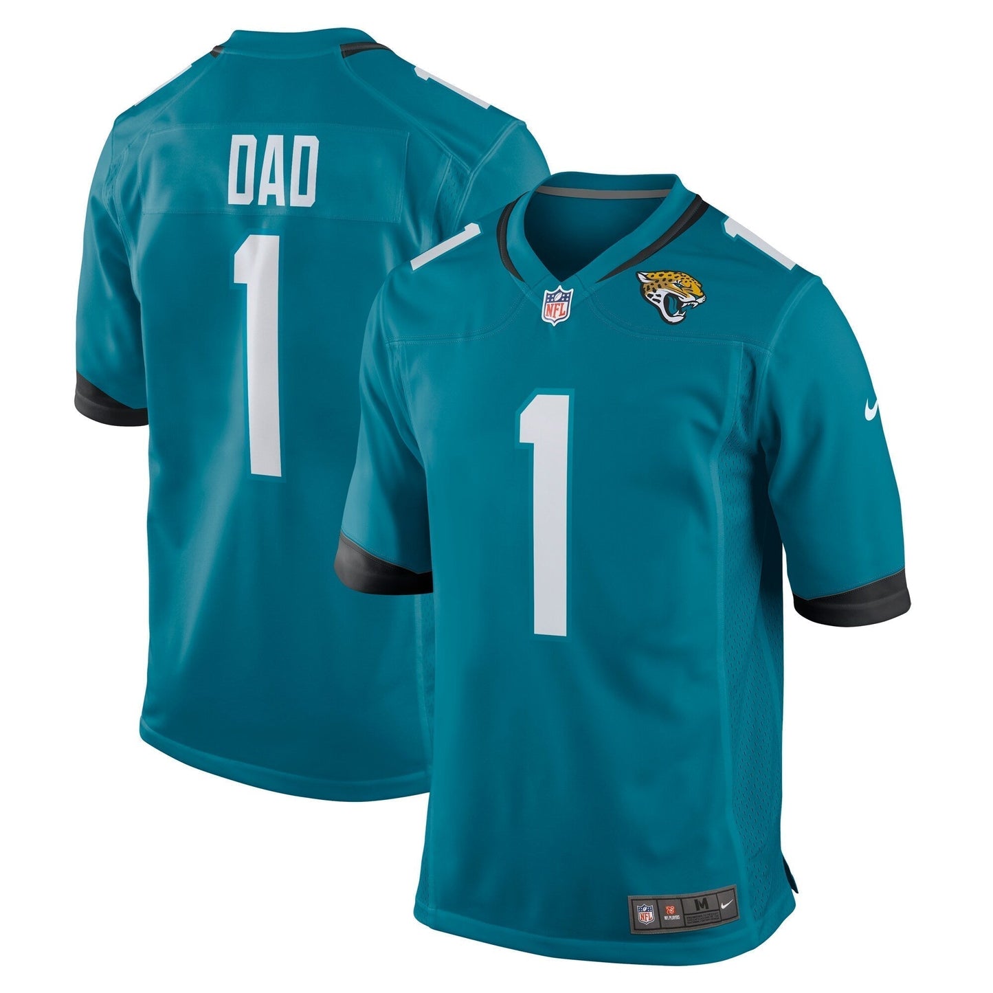 Number 1 Dad Jacksonville Jaguars Nike Game Jersey - Teal football jersey product view 1