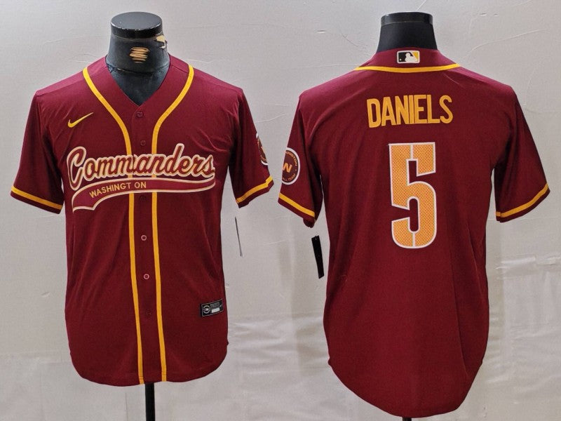 Men's Washington Commanders Jayden Daniels #5 Burgundy Game Jersey1 football jersey product view 1