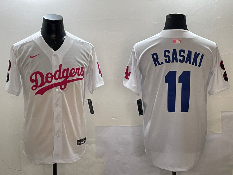 Men's Los Angeles Dodgers Roki Sasaki #11 White Player Game Jersey1 baseball jersey product view 1
