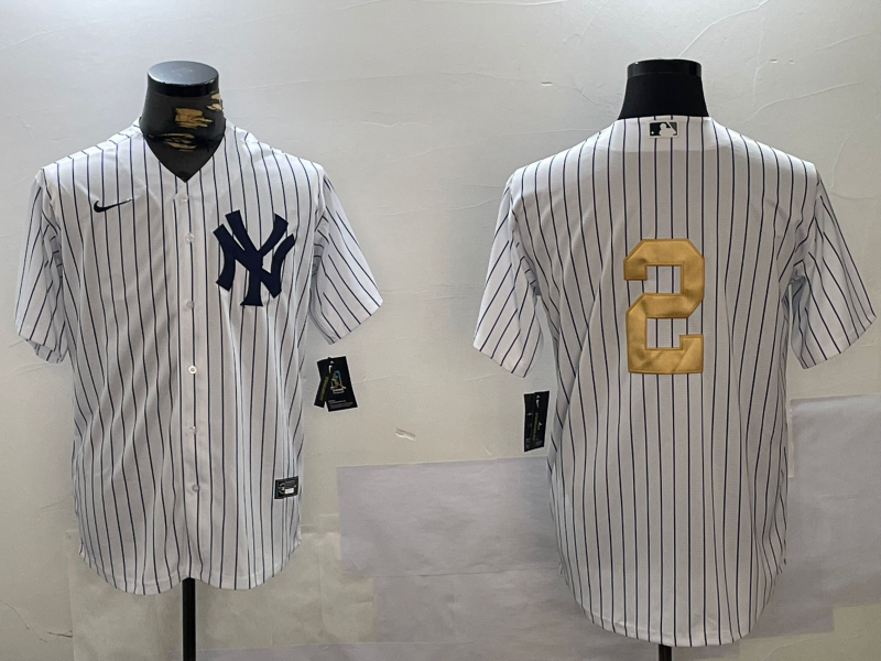 Men's New York Yankees Derek Jeter #2 White Game Team Jersey1 baseball jersey product view 1