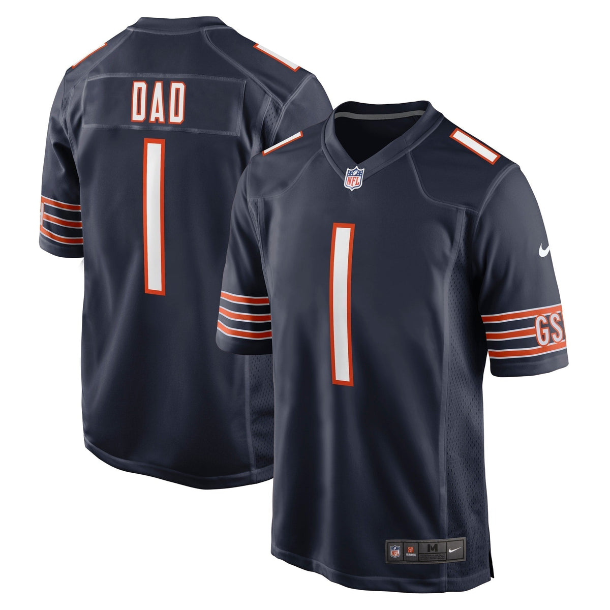 Number 1 Dad Chicago Bears Nike Game Jersey - Navy football jersey product view 1