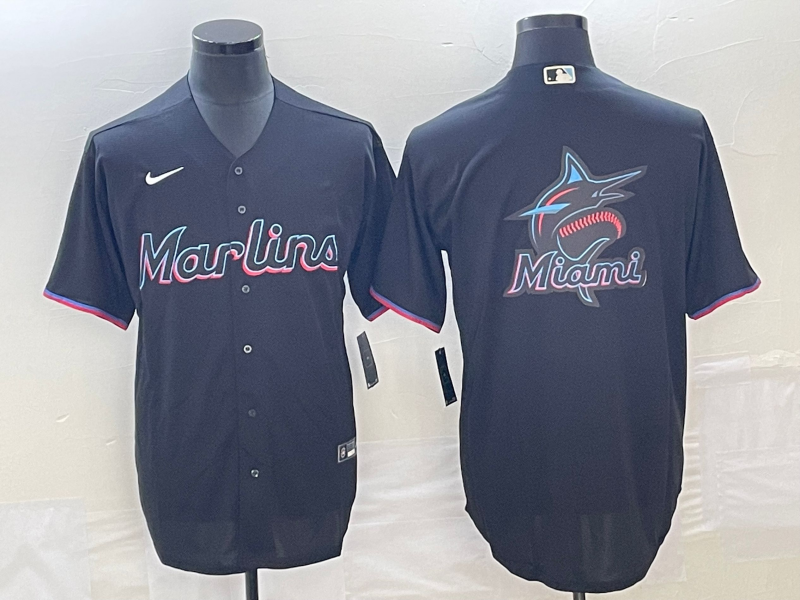 Men's Miami Marlins Black Alternate Replica Team Jersey1 baseball jersey product view 1