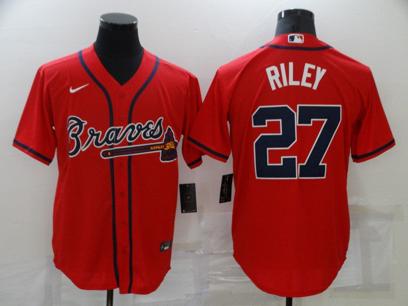 Men's Atlanta Braves Austin Riley #27 Red Replica Player Jersey1 baseball jersey product view 1
