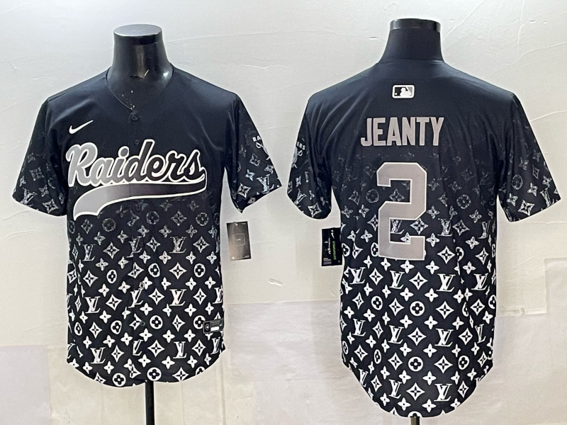 Men's Las Vegas Raiders Ashton Jeanty #2 Black Team Player Game Jersey football jersey product view 1