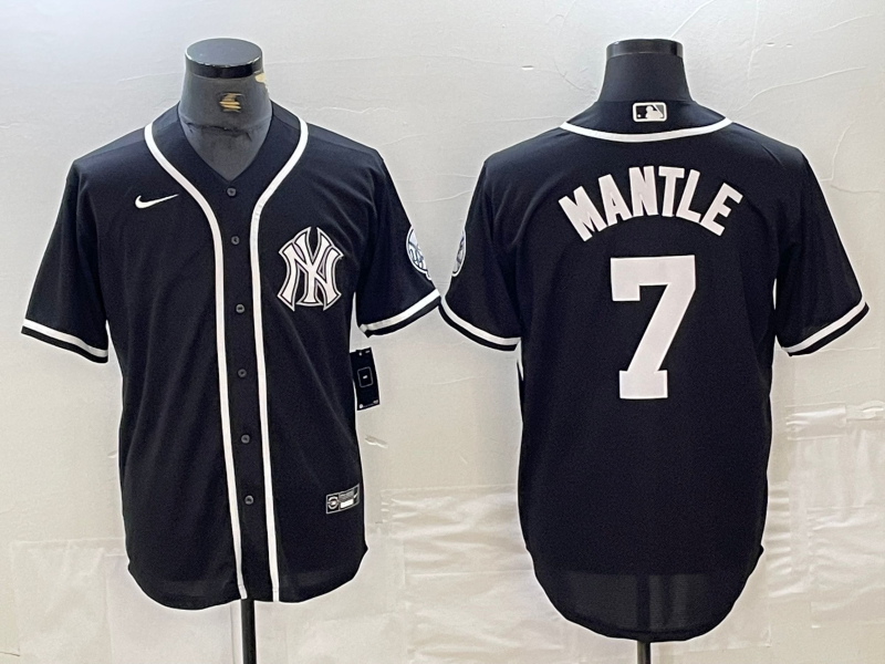 Men's New York Yankees Mickey Mantle #7 Black Limited Jersey1 baseball jersey product view 1
