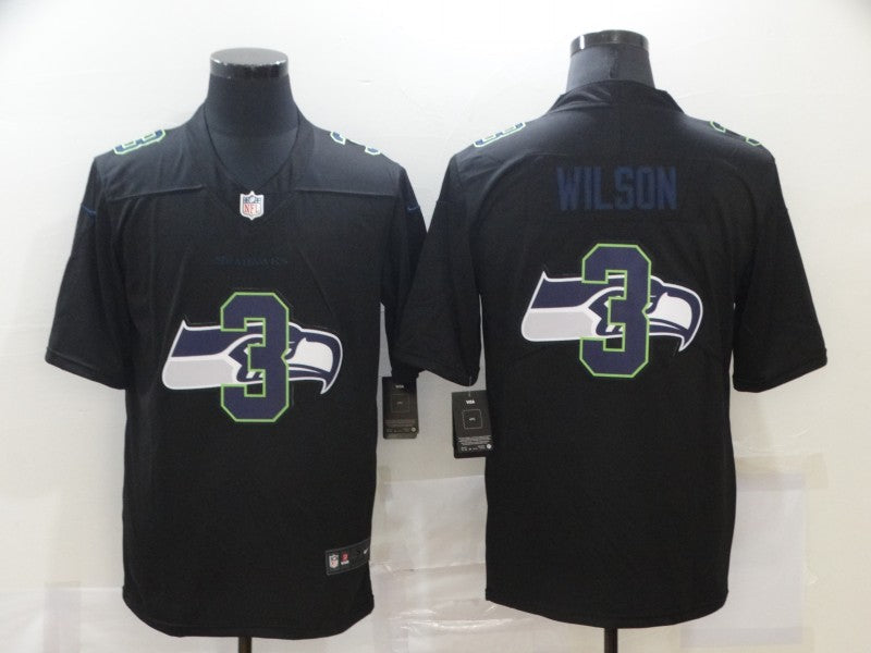 Men's Seattle Seahawks #3 Russell Wilson Black Authentic Game Player Jersey football jersey product view 1