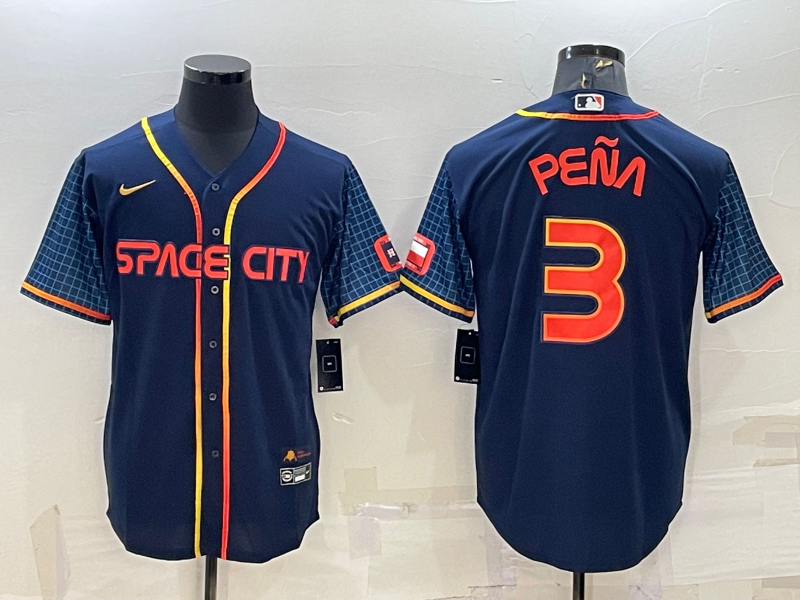 Men's Houston Astros Jeremy Pena #3 Navy 2022 City Connect Replica Player Jersey1 baseball jersey product view 1