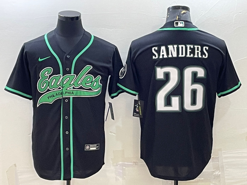 Men's Philadelphia Eagles Miles Sanders #26 Black Game Jersey1 Joint Edition football jersey product view 1