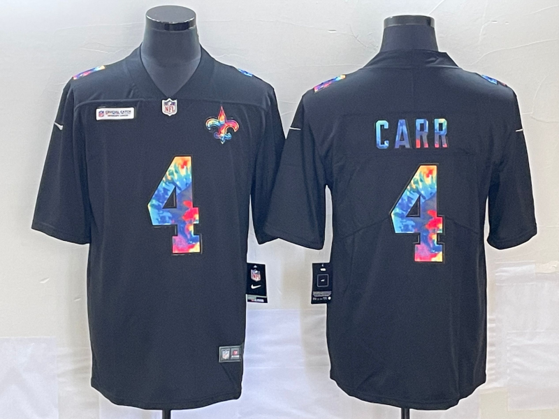 Men's New Orleans Saints Derek Carr #4 Black Player Game Jersey1 football jersey product view 1