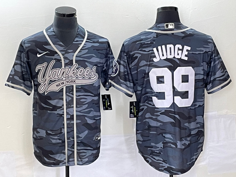 Men's New York Yankees Aaron Judge #99 Grey Camouflage Player Jersey1 Joint Edition baseball jersey product view 1