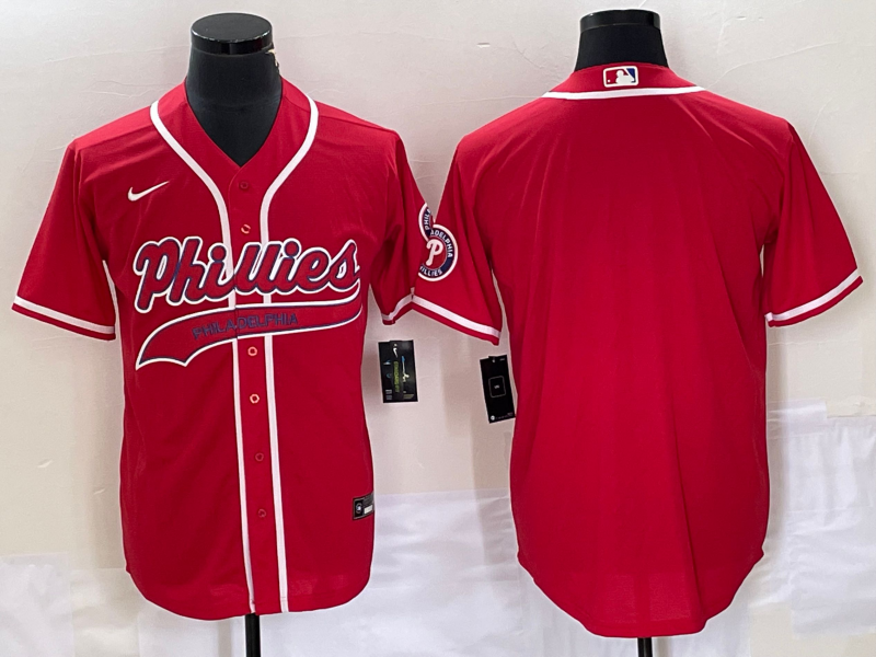 Men's Philadelphia Phillies Red Replica Blank Jersey Joint Edition baseball jersey product view 1