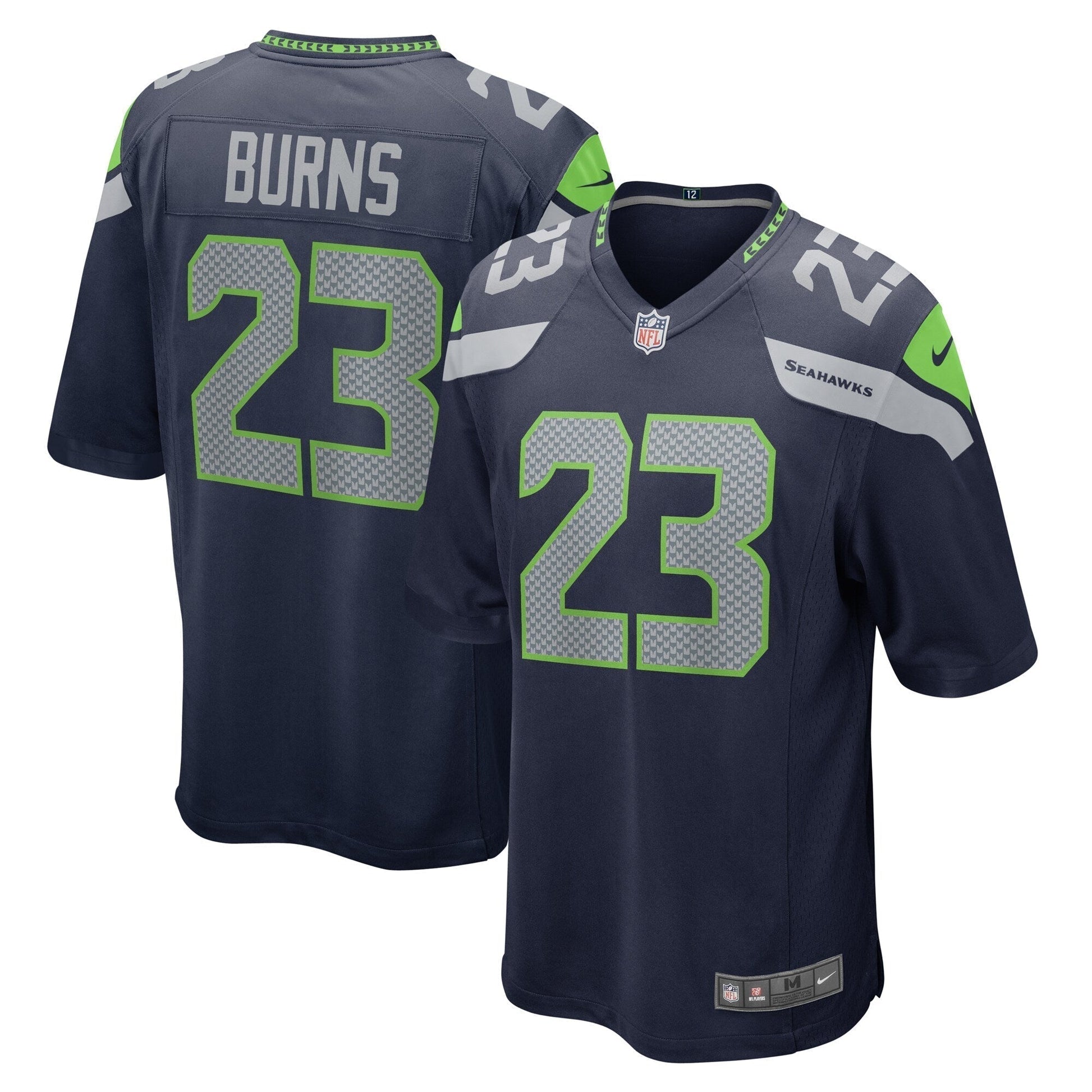 Artie Burns Seattle Seahawks Nike Game Jersey - College Navy football jersey product view 1