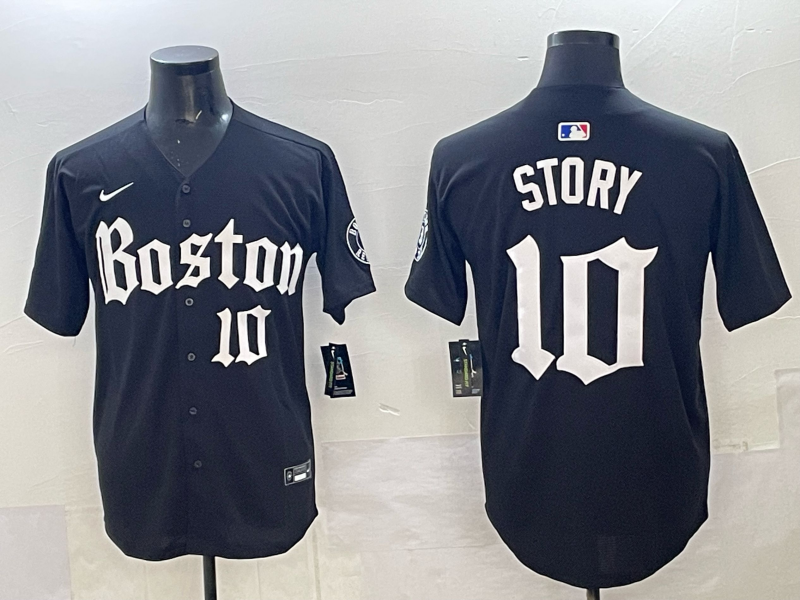 Men's Boston Red Sox Trevor Story #10 Black Limited Player Jersey baseball jersey product view 1