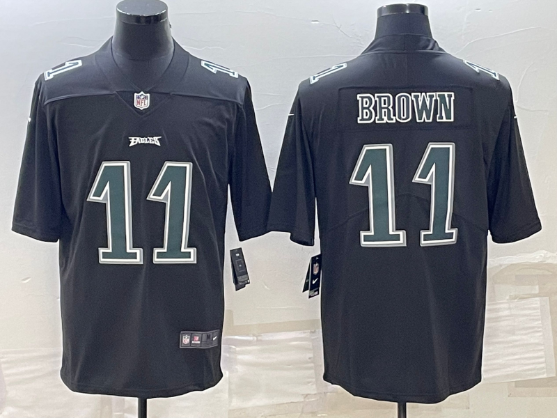 Men's Philadelphia Eagles A.J. Brown #11 Black Fashion Game Jersey1 football jersey product view 1