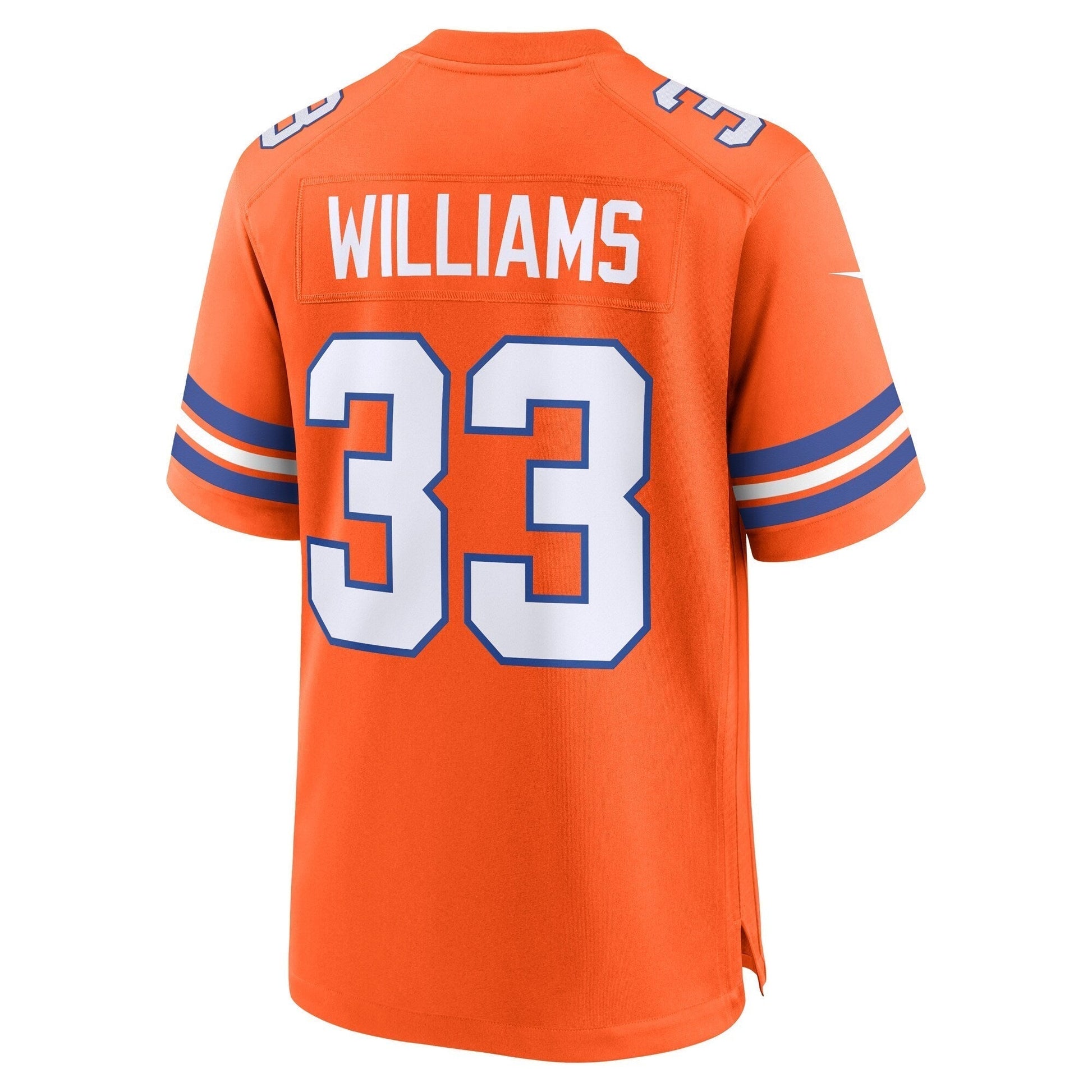 Javonte Williams Denver Broncos Nike Mile High Collection 1977 Throwback Game Jersey - Orange football jersey product view 3