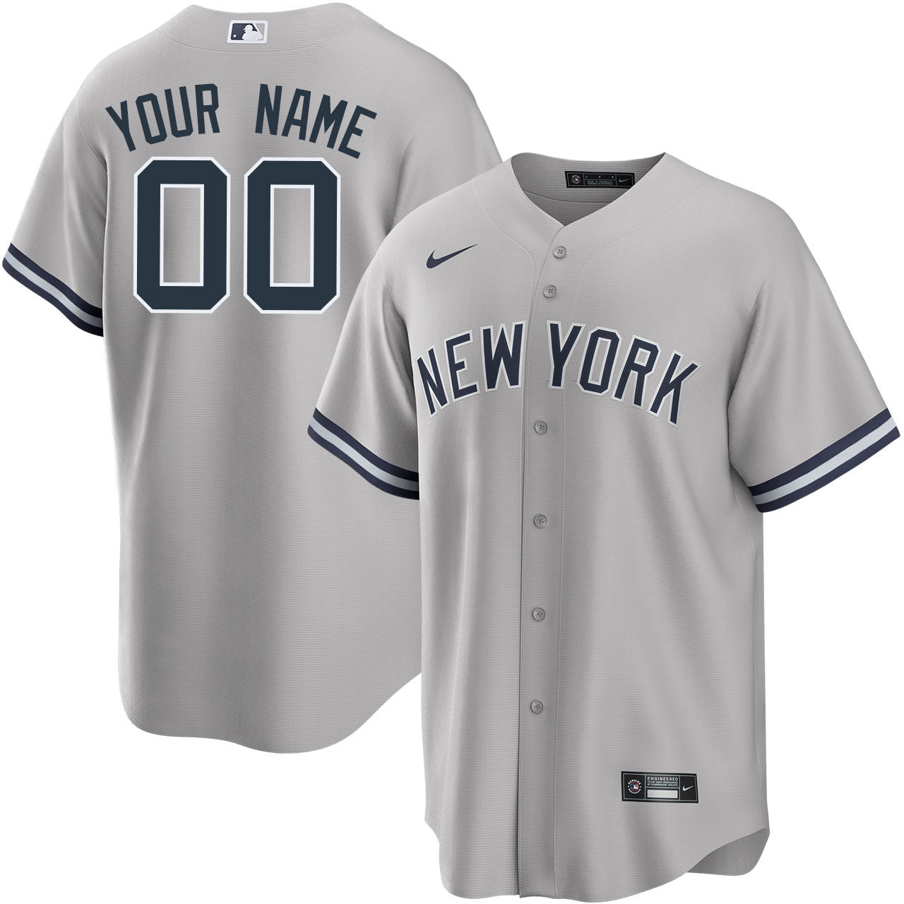 Men's New York Yankees Custom Grey Player Jersey1 baseball jersey product view 1