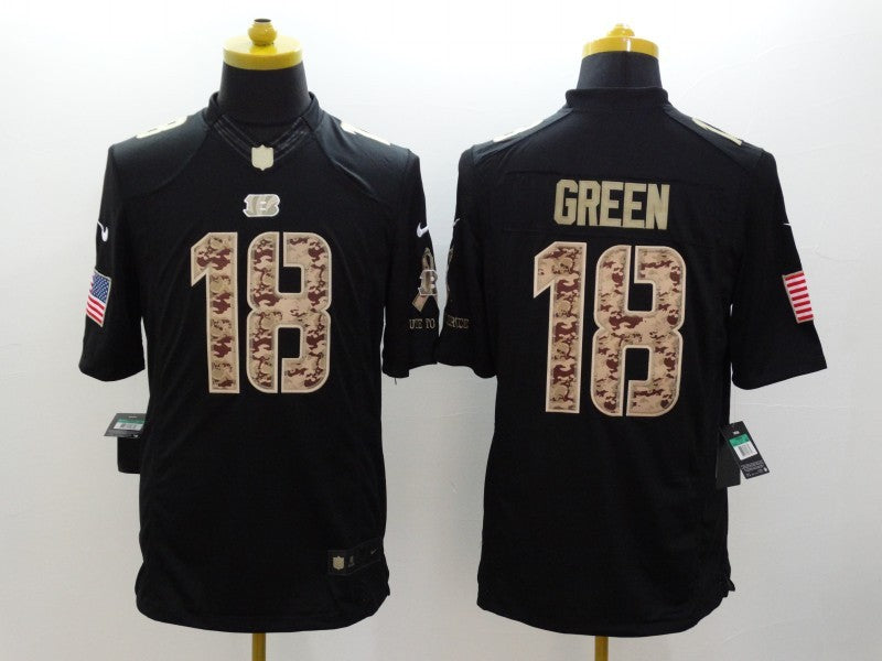 Men's Cincinnati Bengals A.J. Green #18 Black Team Game Jersey1 football jersey product view 1