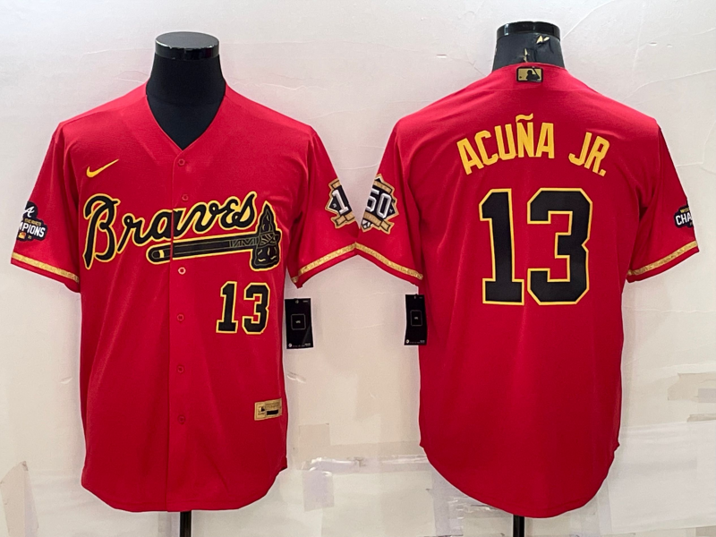 Men's Atlanta Braves Ronald Acuna Jr. #13 Red Replica Game Jersey1 baseball jersey product view 1