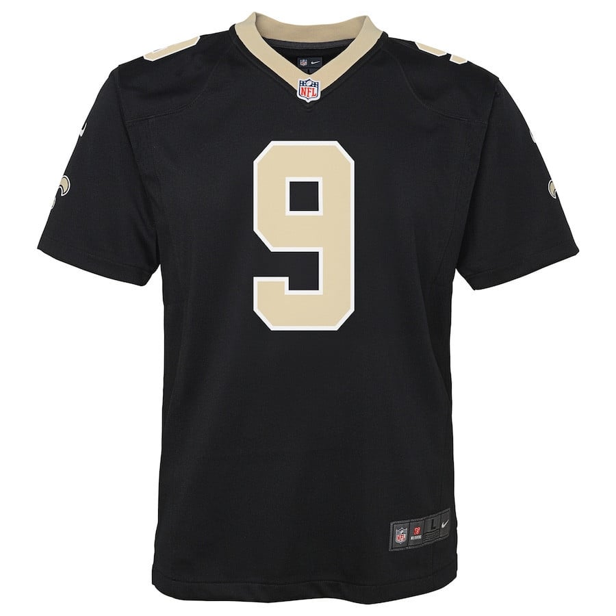 Drew Brees 9 New Orleans Saints YOUTH Team Color Game Jersey - Black football jersey product view 2